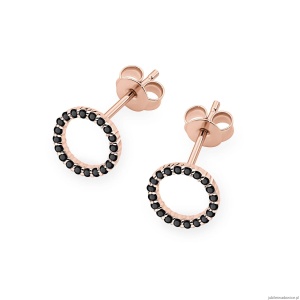 Kolczyki K0580 z czarnymi diamentami różowe złoto