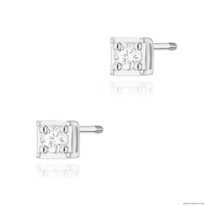 Kolczyki K0581 Diament 2 x 0,03ct białe złoto sztyft zakręcany