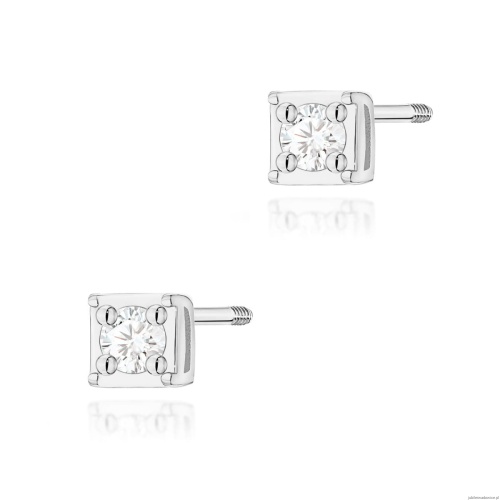 Kolczyki K0581 Diament 2 x 0,03ct białe złoto sztyft zakręcany