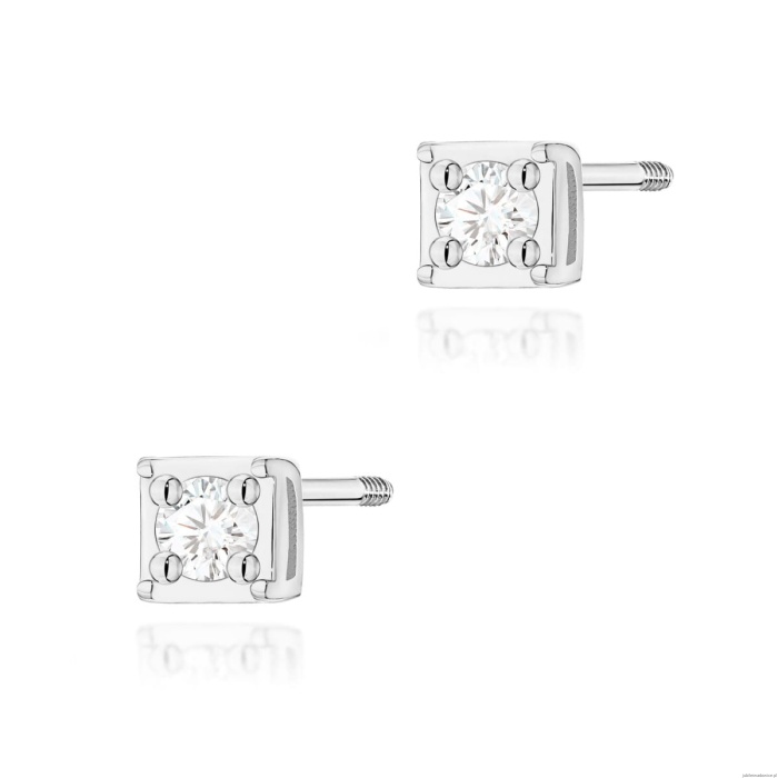 Kolczyki K0581 Diament 2 x 0,03ct białe złoto sztyft zakręcany