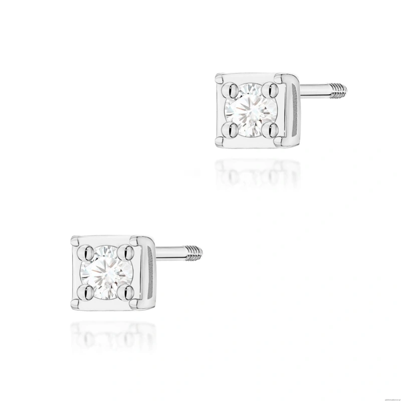 Kolczyki K0581 Diament 2 x 0,03ct białe złoto sztyft zakręcany