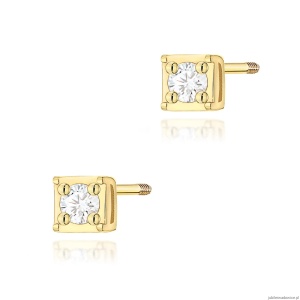 Kolczyki K0581 Diament 2 x 0,03ct żółte złoto sztyft zakręcany