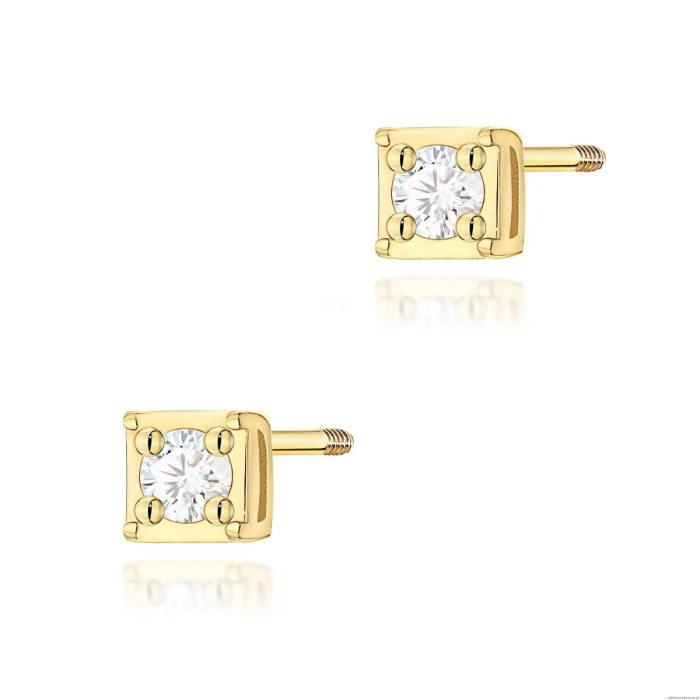 Kolczyki K0581 Diament 2 x 0,03ct żółte złoto sztyft zakręcany