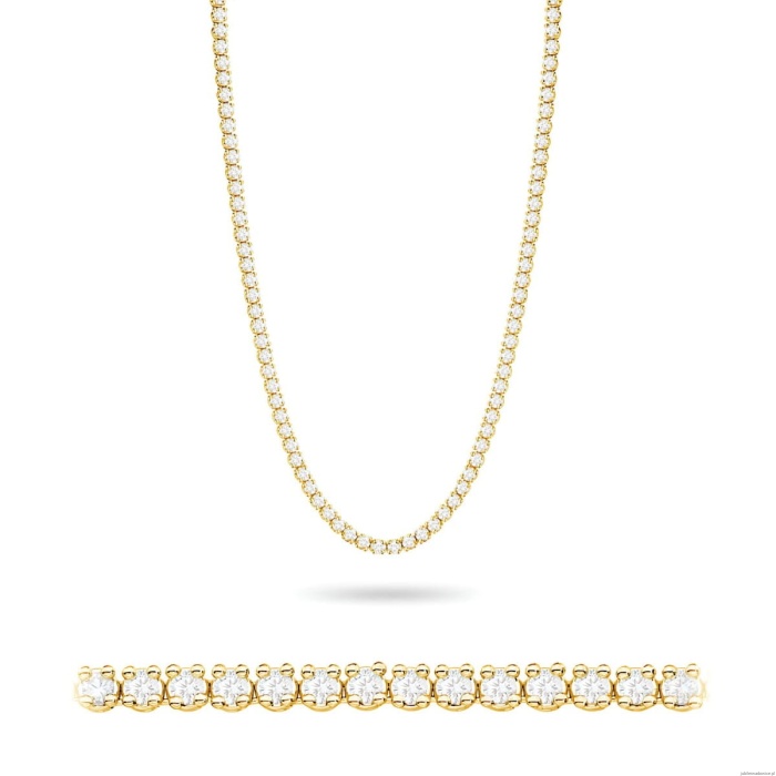 Naszyjnik N0074 z diamentami laboratoryjnymi żółte złoto