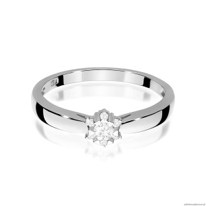 Pierścionek W0061 Diament laboratoryjny 0,10ct białe złoto
