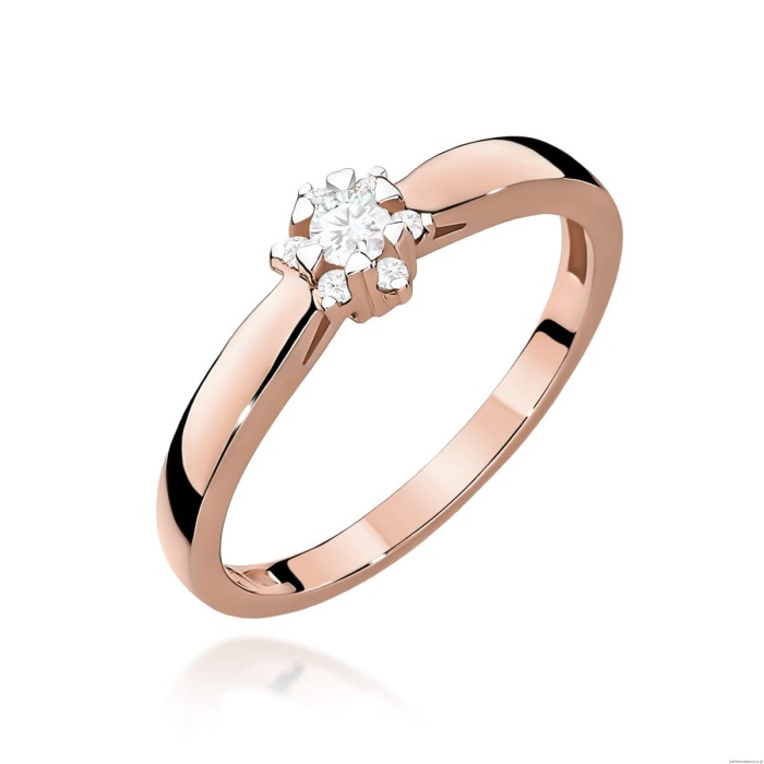 Pierścionek W0061 Diament laboratoryjny 0,10ct różowe złoto