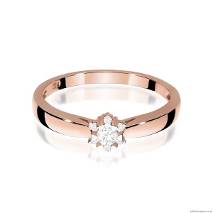 Pierścionek W0061 Diament laboratoryjny 0,10ct różowe złoto