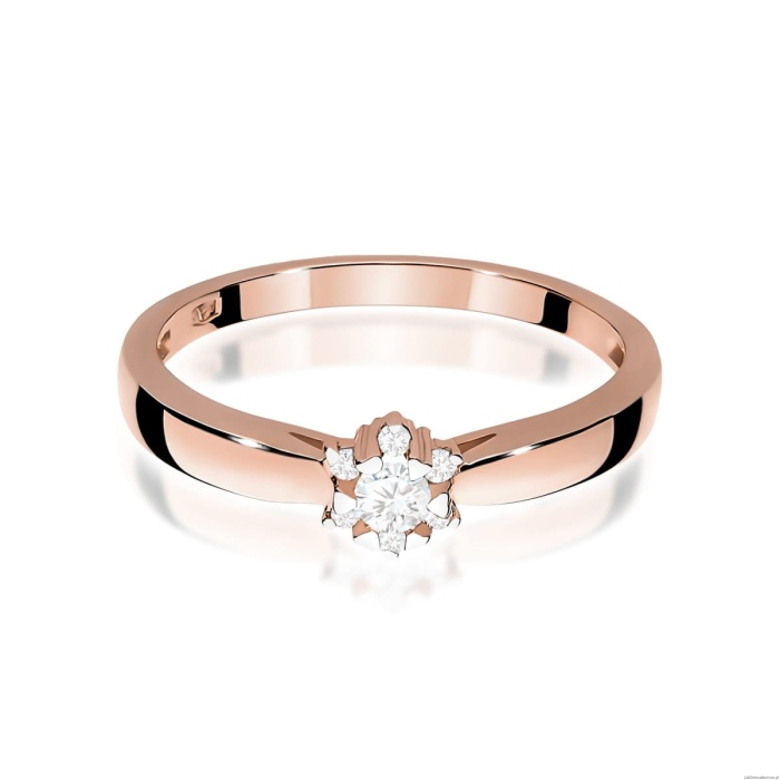 Pierścionek W0061 Diament laboratoryjny 0,10ct różowe złoto