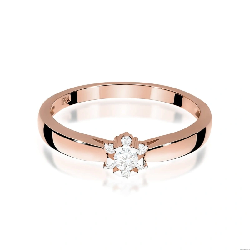 Pierścionek W0061 Diament laboratoryjny 0,10ct różowe złoto