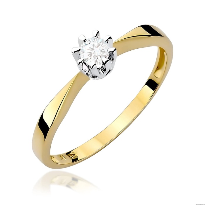 Pierścionek W0173 Diament Laboratoryjny 0,15ct żółte złoto