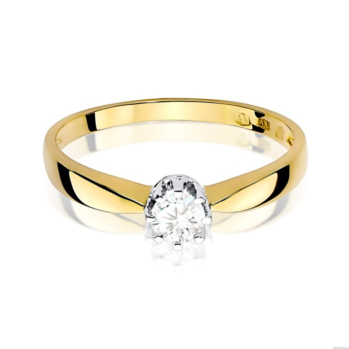 Pierścionek W0173 Diament Laboratoryjny 0,15ct żółte złoto