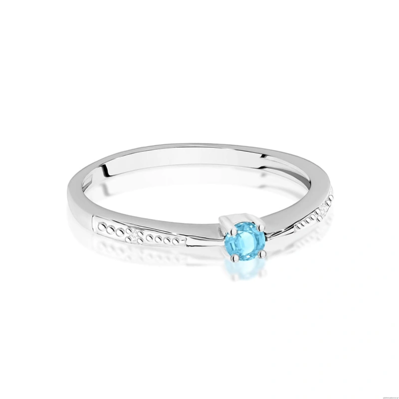 Pierścionek W0465 Topaz 0,15ct białe złoto