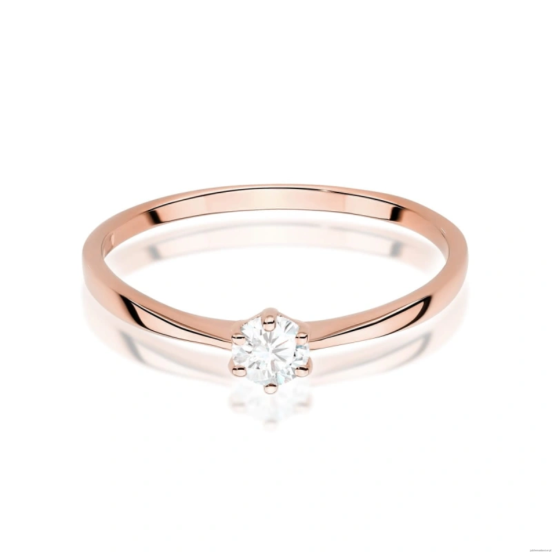 Pierścionek W0579 Diament laboratoryjny 0,20ct różowe złoto