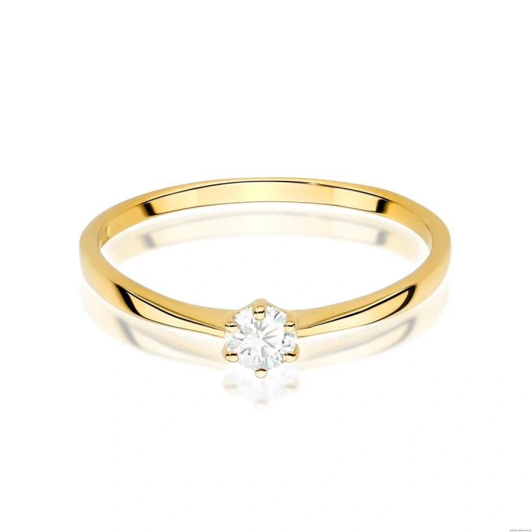 Pierścionek W0579 Diament Laboratoryjny 0,15ct żółte złoto