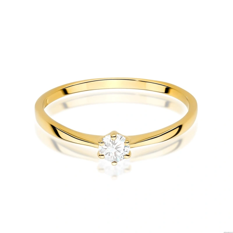 Pierścionek W0579 Diament Laboratoryjny 0,15ct żółte złoto