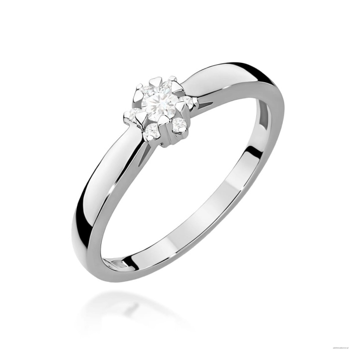 Pierścionek W0061 Diament laboratoryjny 0,10ct białe złoto 375