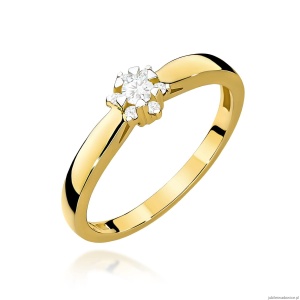 Pierścionek W0061 Diament laboratoryjny 0,10ct żółte złoto 375