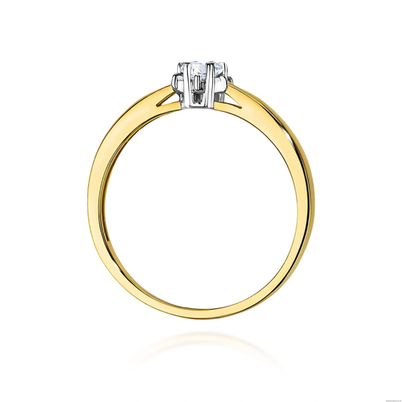 Pierścionek W0061 Diament laboratoryjny 0,10ct żółte złoto 375