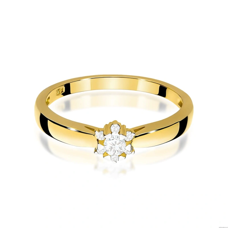 Pierścionek W0061 Diament laboratoryjny 0,10ct żółte złoto 375