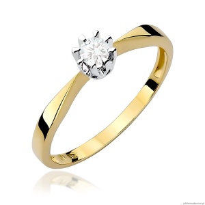 Pierścionek W0173 Diament Laboratoryjny 0,15ct żółte złoto 375