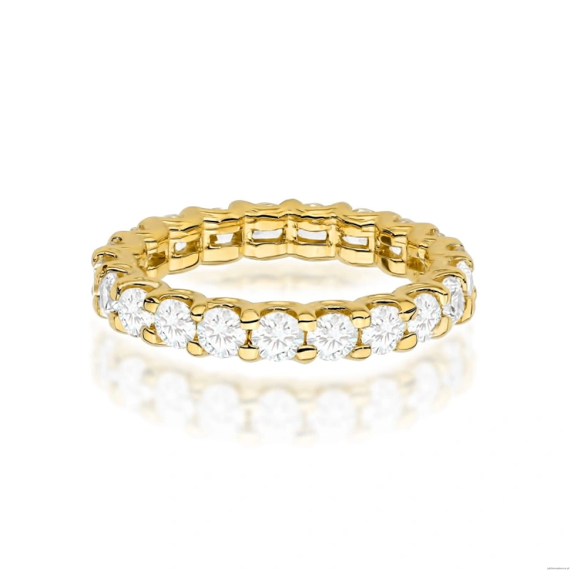 Pierścionek W0515 z diamentami żółte złoto 375