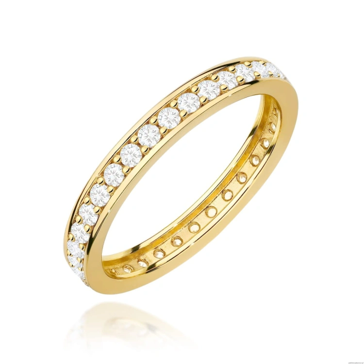 Pierścionek W0699 z diamentami żółte złoto 375