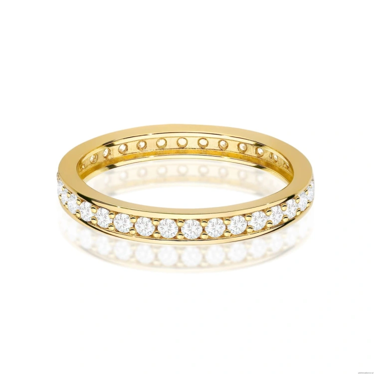 Pierścionek W0699 z diamentami żółte złoto 375