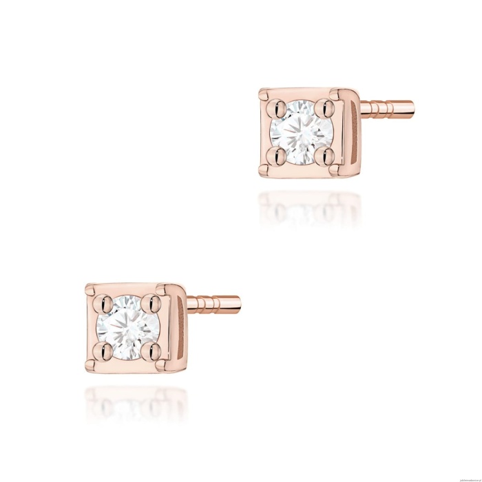 Kolczyki K0581 Diament 2 x 0,03ct różowe złoto
