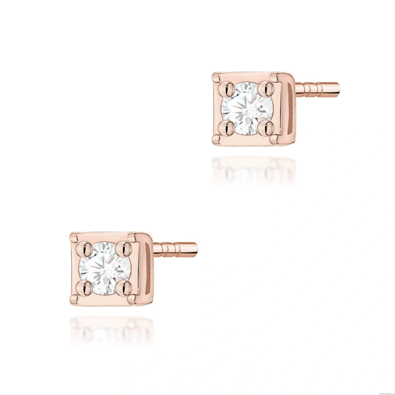 Kolczyki K0581 Diament 2 x 0,03ct różowe złoto