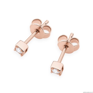 Kolczyki K0581 Diament 2 x 0,03ct różowe złoto