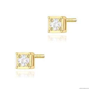 Kolczyki K0581 Diament 2 x 0,03ct żółte złoto
