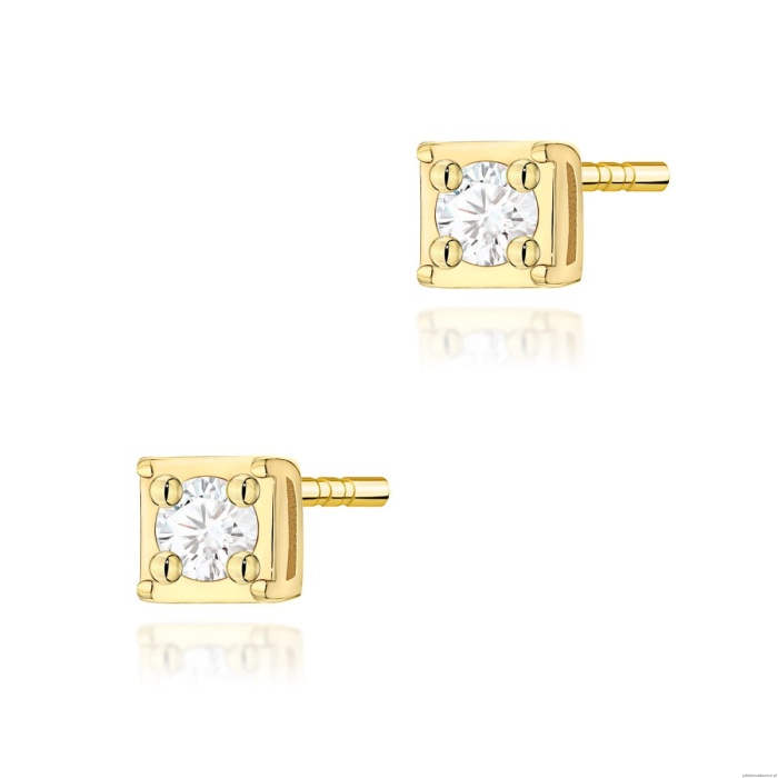 Kolczyki K0581 Diament 2 x 0,03ct żółte złoto