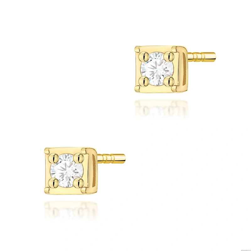 Kolczyki K0581 Diament 2 x 0,03ct żółte złoto