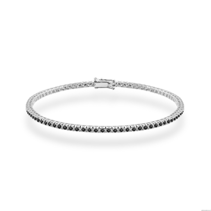 Bransoletka B0031 z czarnymi diamentami białe złoto