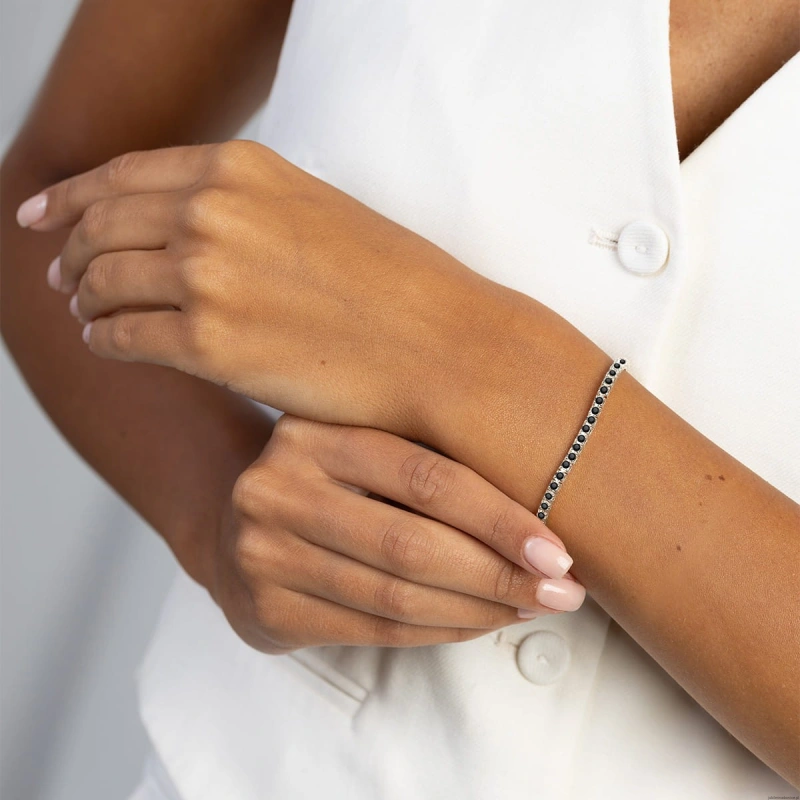 Bransoletka B0031 z czarnymi diamentami białe złoto