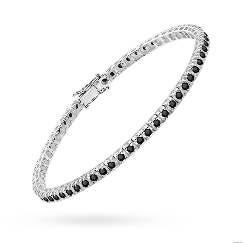 Bransoletka B0031 z czarnymi diamentami białe złoto