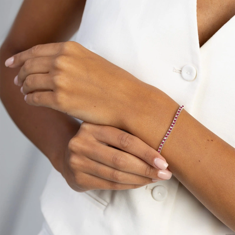 Bransoletka B0031 z rubinami białe złoto