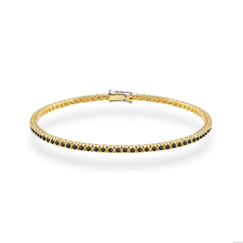 Bransoletka B0031 z czarnymi diamentami żółte złoto