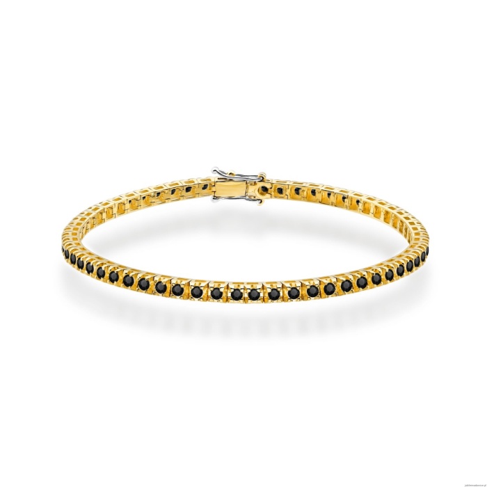 Bransoletka B0031 z czarnymi diamentami żółte złoto