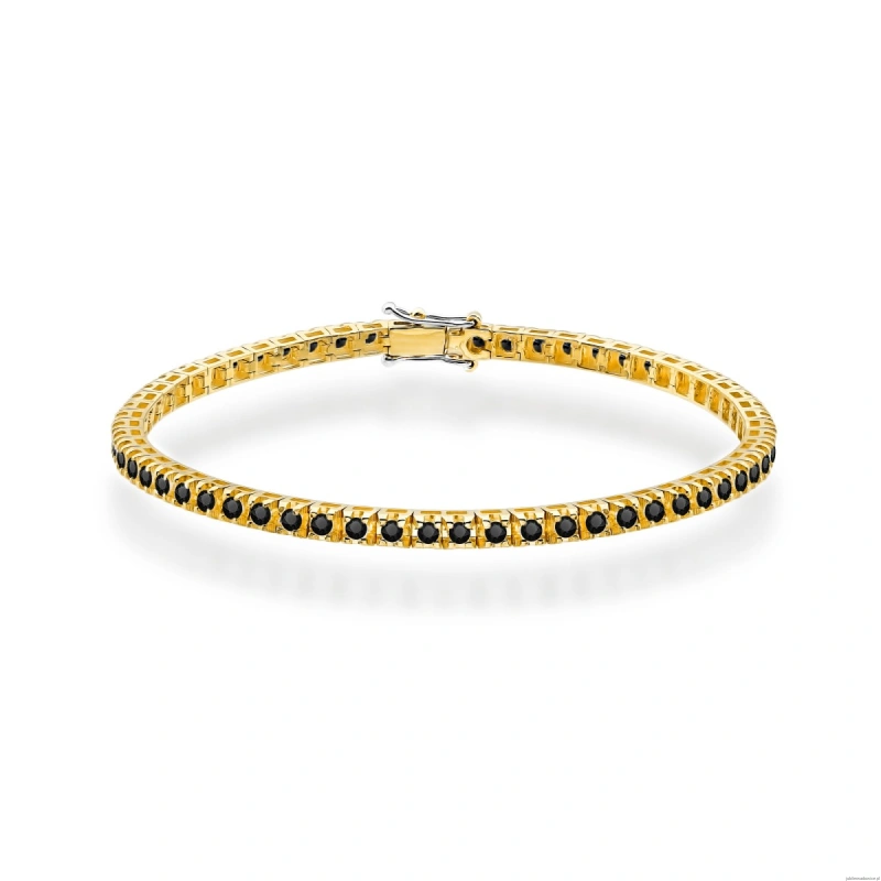 Bransoletka B0031 z czarnymi diamentami żółte złoto