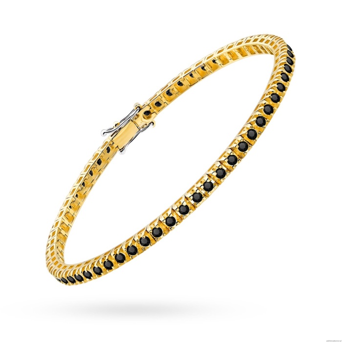 Bransoletka B0031 z czarnymi diamentami żółte złoto