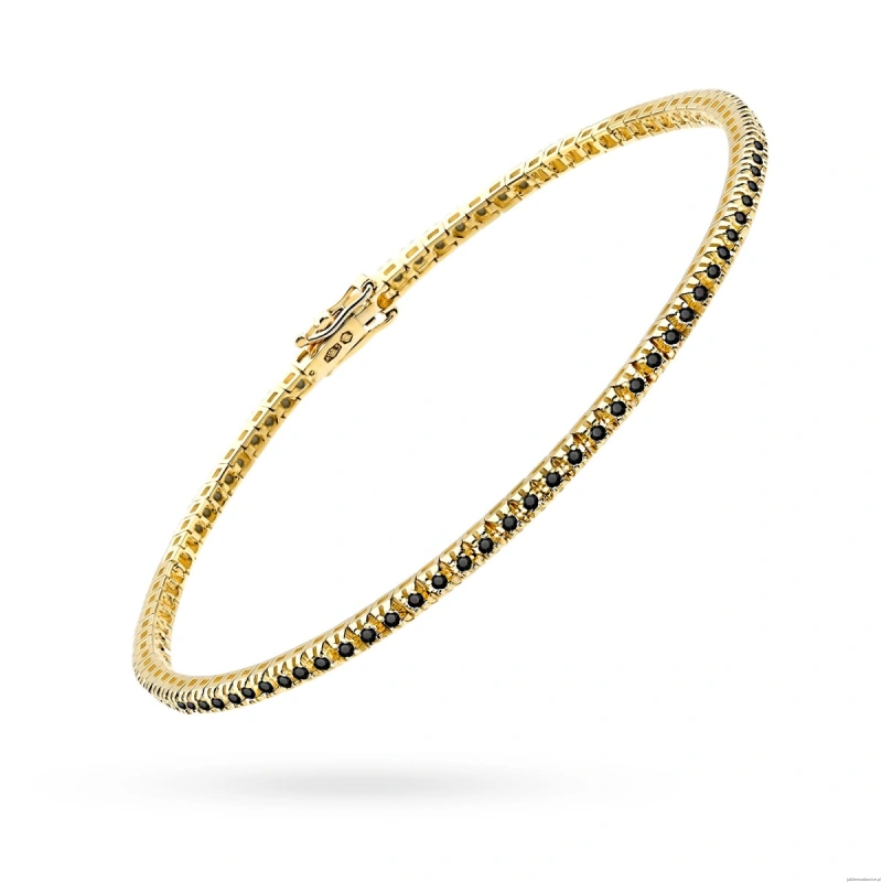 Bransoletka B0031 z czarnymi diamentami żółte złoto