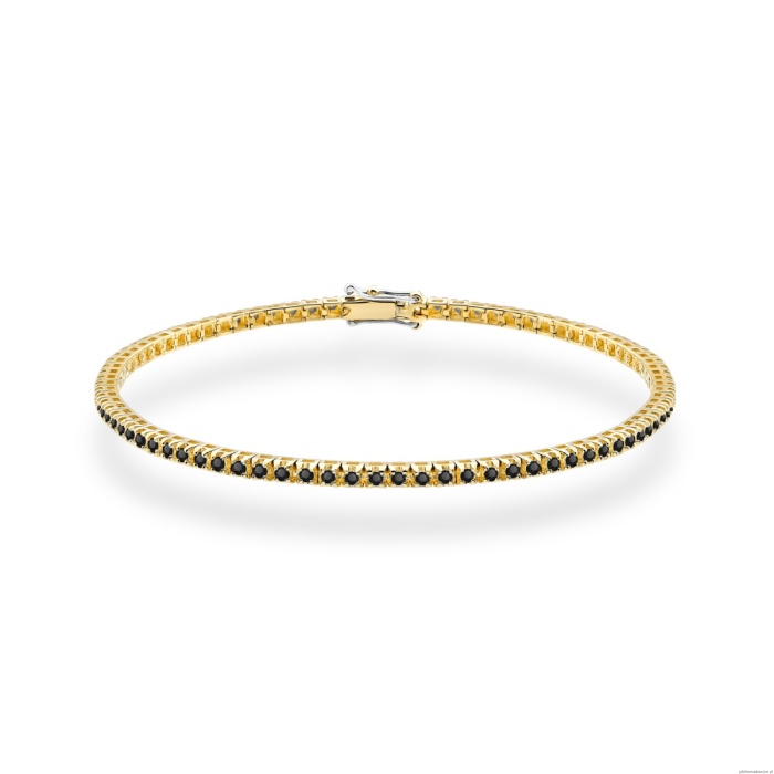 Bransoletka B0031 z czarnymi diamentami żółte złoto