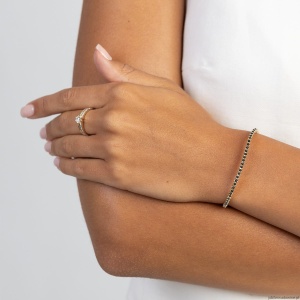 Bransoletka B0031 z czarnymi diamentami żółte złoto