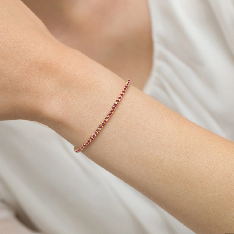 Bransoletka B0031 z rubinami żółte złoto