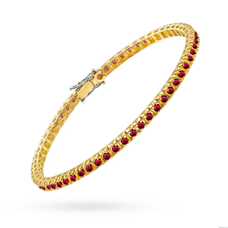 Bransoletka B0031 z rubinami żółte złoto