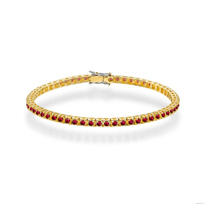 Bransoletka B0031 z rubinami żółte złoto