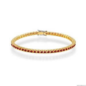 Bransoletka B0031 z rubinami żółte złoto