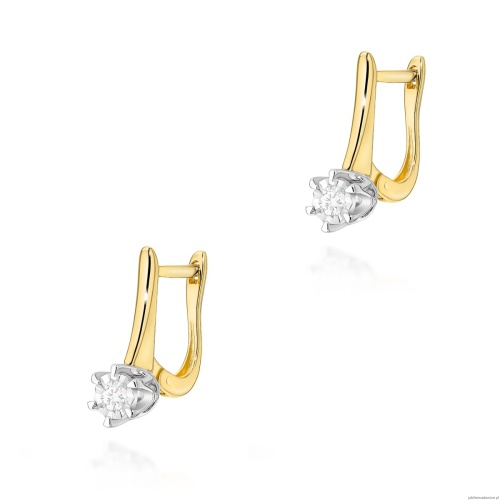Kolczyki K0582 Diament Laboratoryjny 2 x 0,08ct żółte złoto