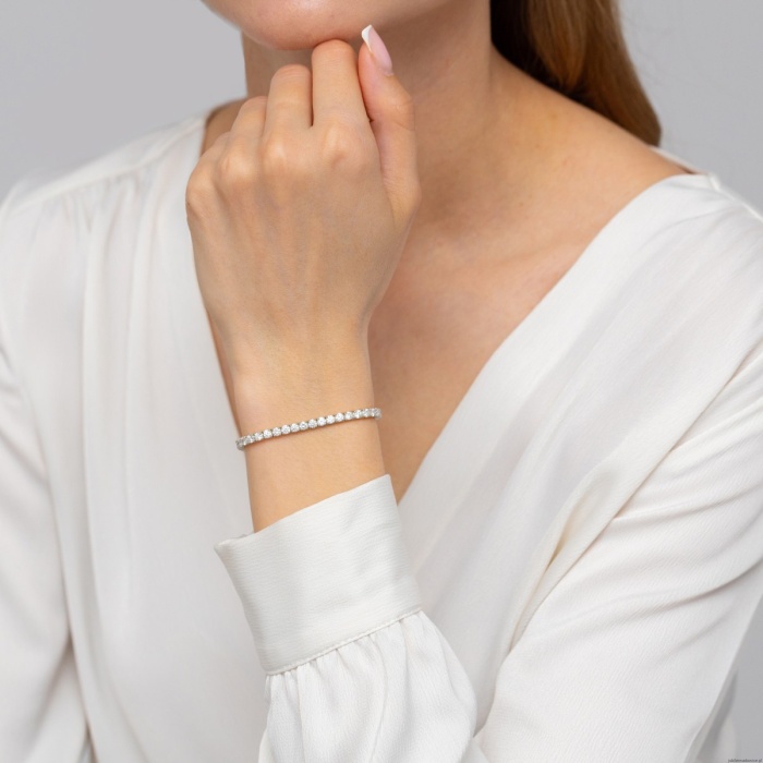 Bransoletka B0039 z diamentami laboratoryjnymi białe złoto